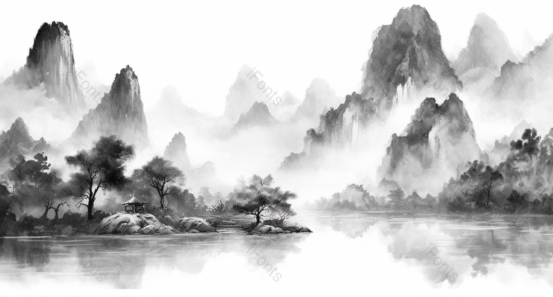 新中式水墨山水画复古背景图,插画/手绘图,插画/手绘图库,插画/手绘图下载,插画/手绘